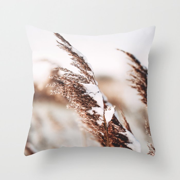 Minimal Winter Farm Corn Throw Pillow