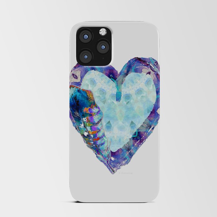 Blue Heart Art Feather Love by Sharon Cummings iPhone Card Case