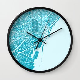 Barcelona Map Spain | Blue & Cyan | More Colors, Review My Collections Wall Clock