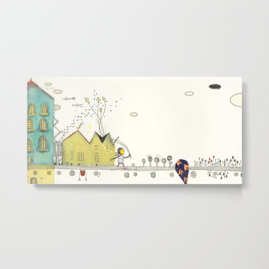 Walking Downtown Metal Print
