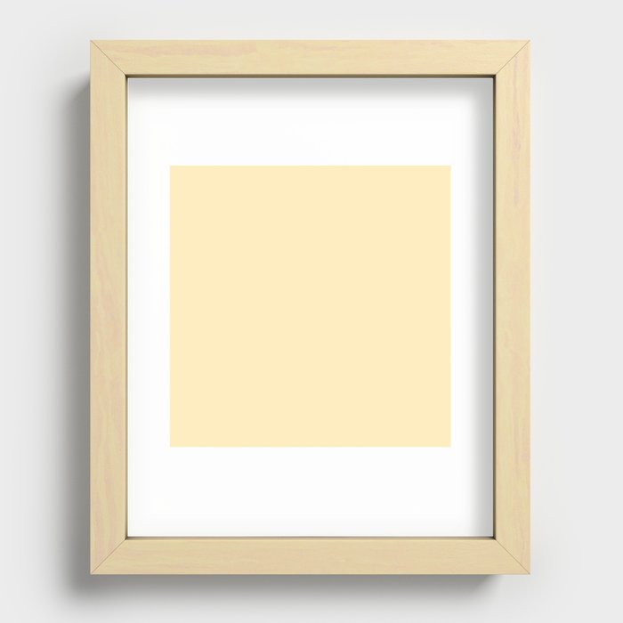 Lemon Honey Creme Pale Soft Yellow Solid Matte Colour Blocks Recessed Framed Print