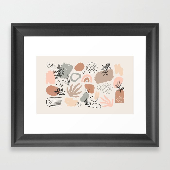 Organic abstract nature art shapes collection Framed Art Print
