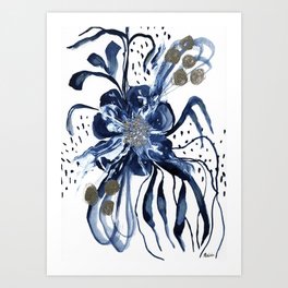 Whimsical Winter Bloom Blue Maluka Art Art Print