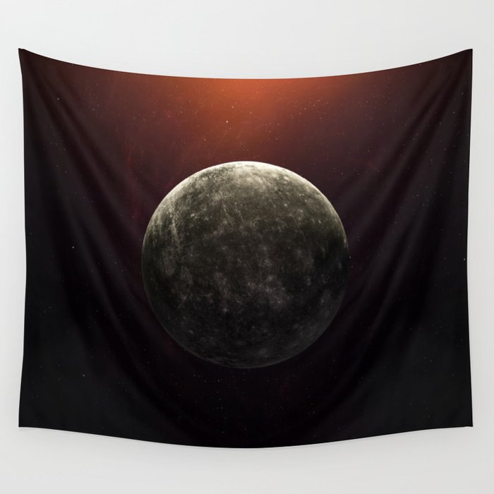 Mercury planet. Poster background illustration. Wall Tapestry