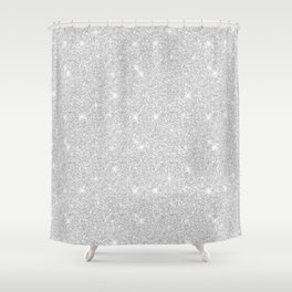 Bright Sparkle White Silver Merry Christmas Light  Shower Curtain