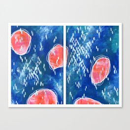 Book pages pink blobs Canvas Print