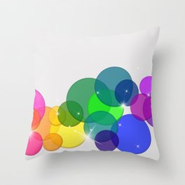 Translucent Rainbow Colored Circles with Sparkles - Multi Colored Throw Pillow