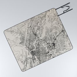 USA, Chattanooga Black&White Map -  Picnic Blanket