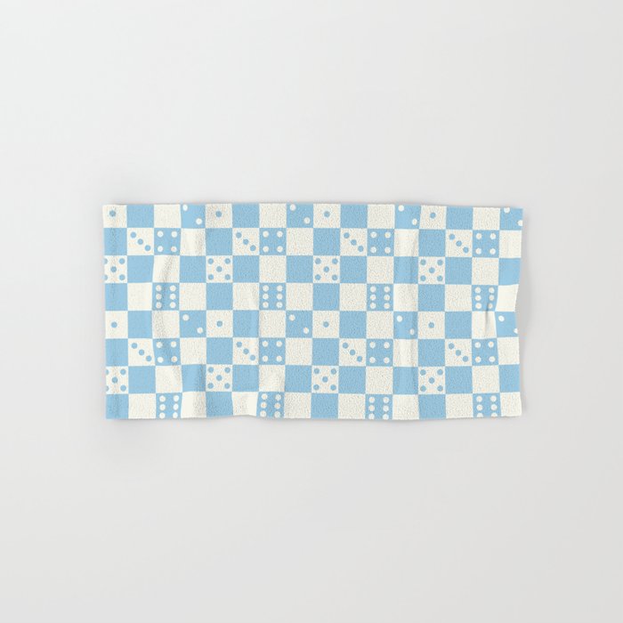Checkered Dice Pattern (Creamy Milk & Baby Blue Color Palette) Hand & Bath Towel