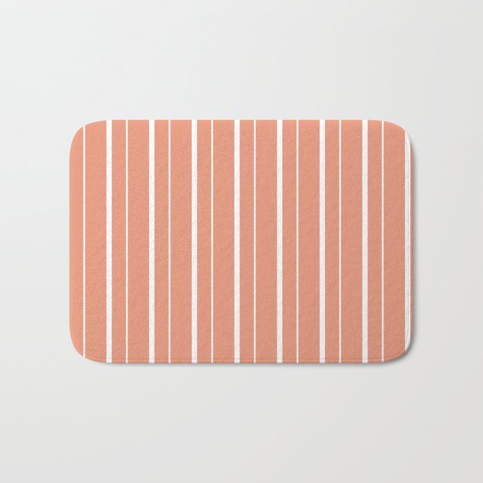 Dark Salmon and White Colored Pattern of Stripes Bath Mat