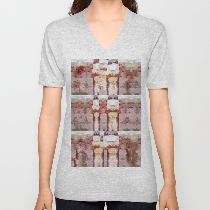 Summer in the City - abstract handmade oil painting in beautiful warm pastel colors V Neck T Shirt