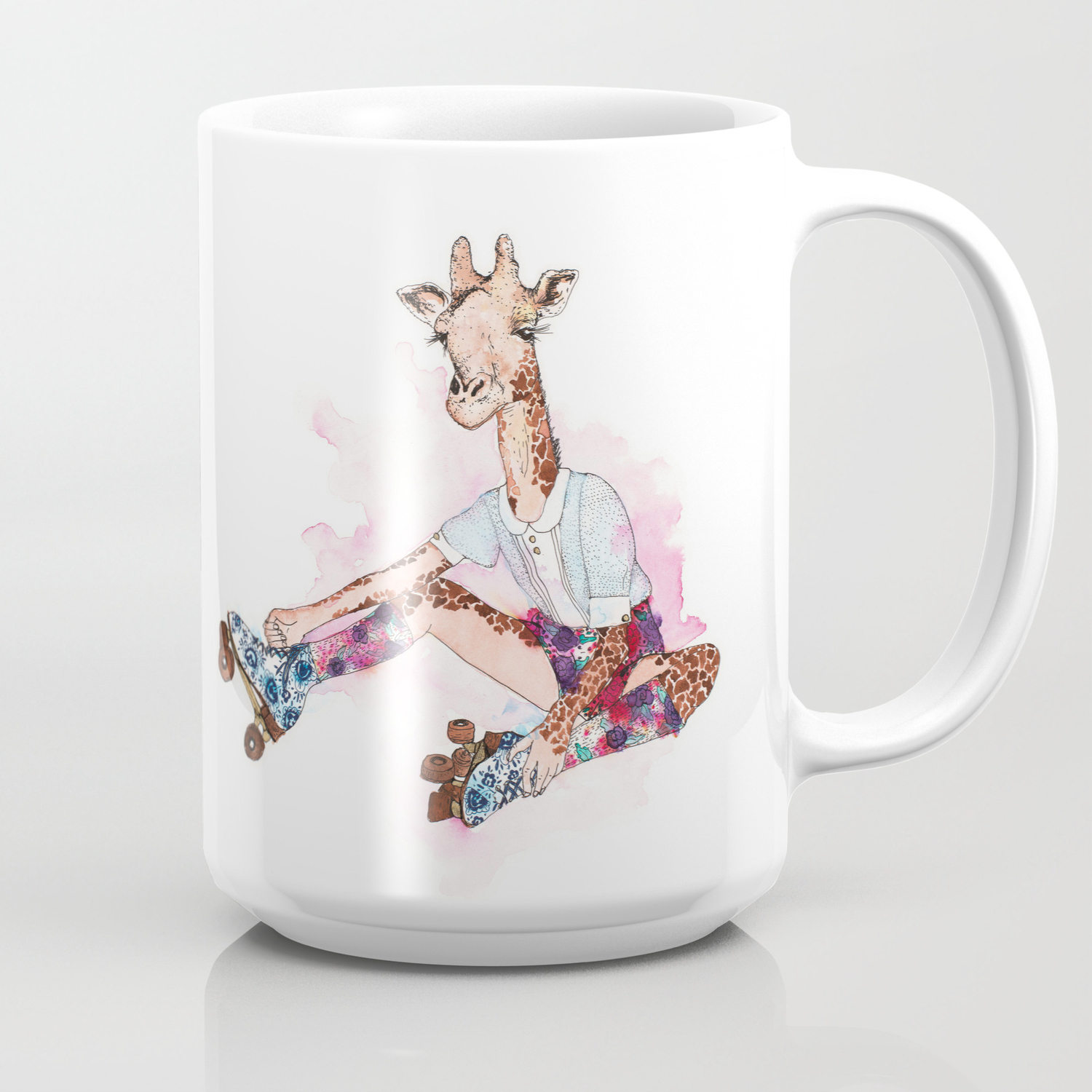 Roller Skating Giraffe Watercolor Coffee Mug By Larameintjes Society6