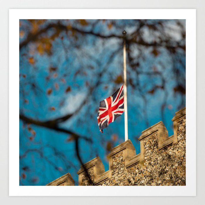 Great Britain Photography - The British Flag Halfway Hung Up Art Print