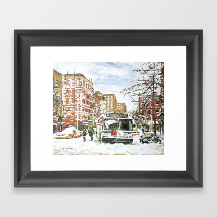 East Village In Snow, New York City Framed Art Print