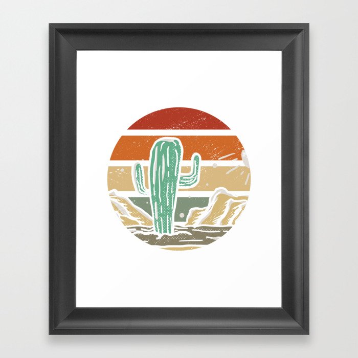Retro Vintage Cactus Illustration Framed Art Print