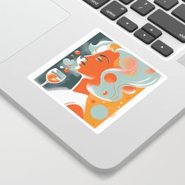 Woman and Cocktail Abstract Art #29 Sticker