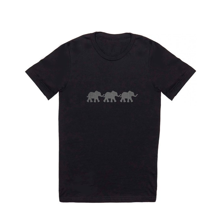 Three Elephants - Teal and White Chevron on Grey T Shirt