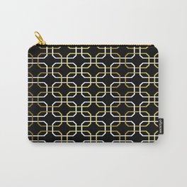 Black White and Gold Octagonal interlocking shapes Carry-All Pouch