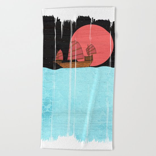 Oriental Sailing Beach Towel