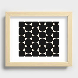 Mid-Century Mod Minimalist Dot Pattern in Black and Almond Cream Recessed Framed Print