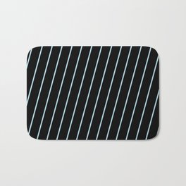 [ Thumbnail: Light Blue & Black Colored Pattern of Stripes Bath Mat ]