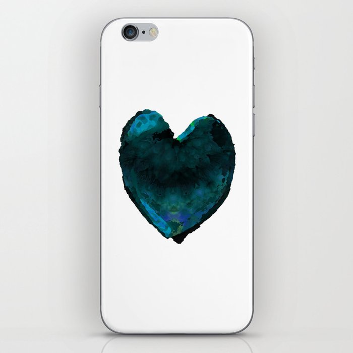 Beautiful Black And Blue Romantic Art - Dark Heart iPhone Skin