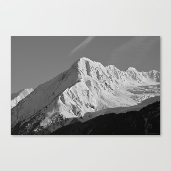 Portage Valley Mountain Glacier - B & W Canvas Print