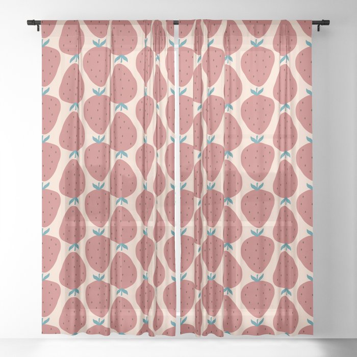 Abstract strawberry Sheer Curtain