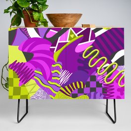 Abstract geometric colorful pattern with green and purple tones Credenza