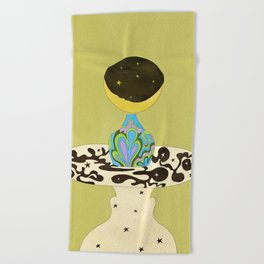 Moon Vase Beach Towel | Painting, Boho, Retro, 70S, Moon, Sixties, Vase, Abstract, Table, 60S 