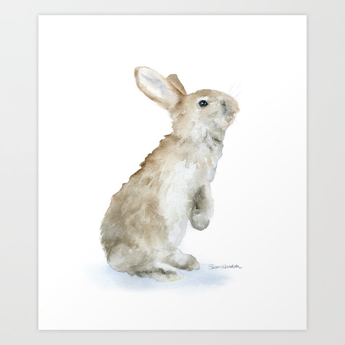 Bunny Rabbit Watercolor Art Print