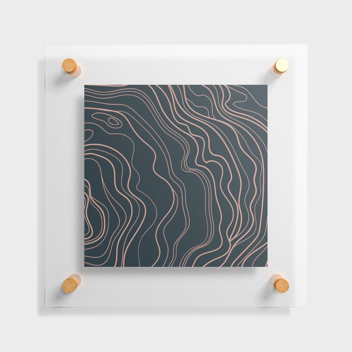 Rose Gold and Blue Abstract Floating Acrylic Print