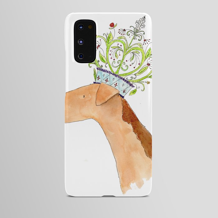 airedale dog queen crown floral art artwork royalty Android Case
