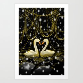 Swans in Love Art Print