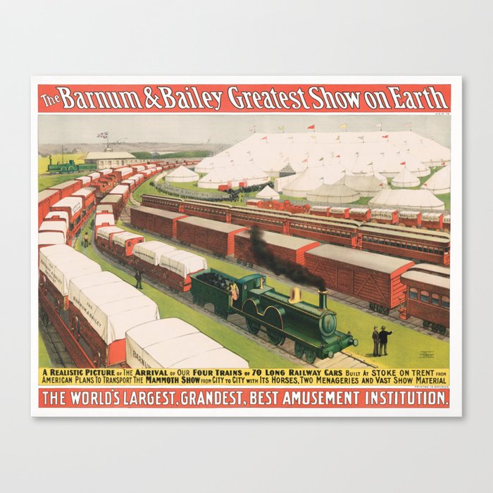 Barnum And Bailey Trains Arriving - Greatest Show on Earth - 1899 Canvas Print