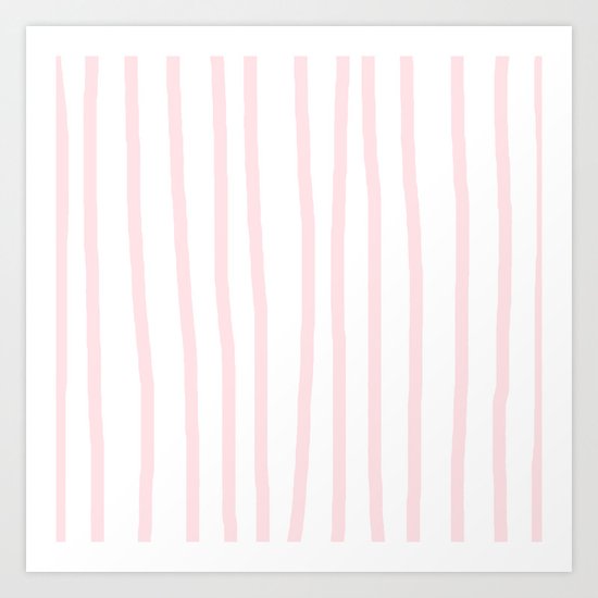 Simply Drawn Vertical Stripes in Flamingo Pink Art Print