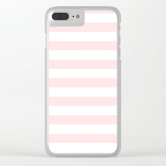 Stripes Pink Flamingo on White Clear iPhone Case