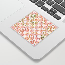 Organic Matisse Shapes on Hand-drawn Checkerboard 2.0 Sticker