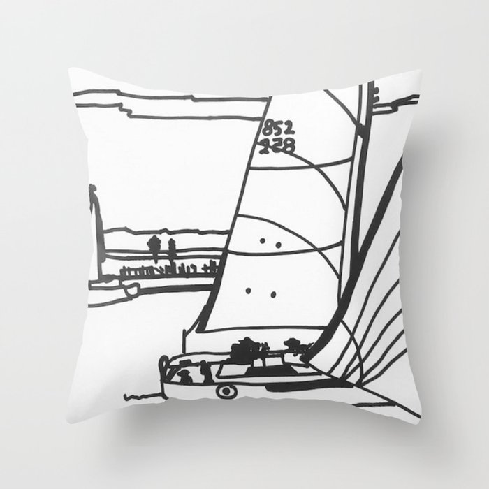 Sailboat line drawing #1 Throw Pillow