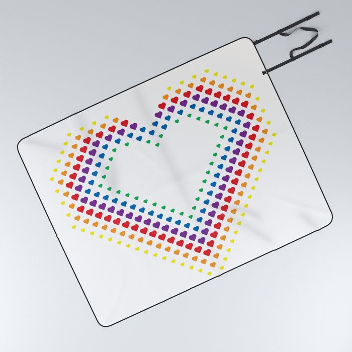 Halftone Heart Shaped Dots Rainbow Color Picnic Blanket