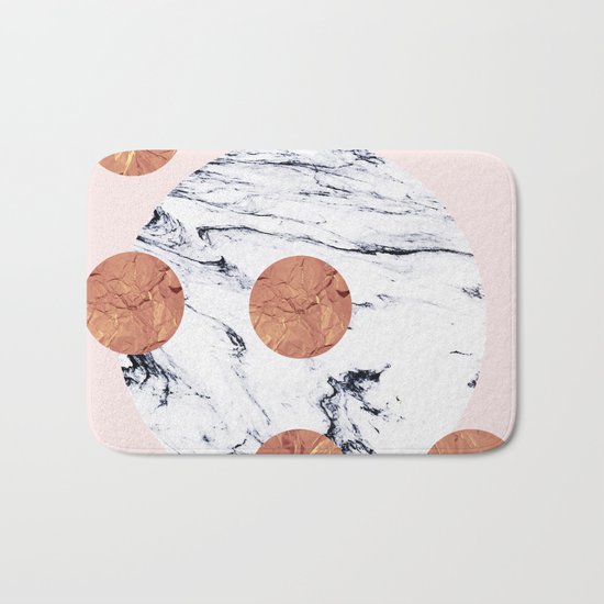 Marble + Pink + Copper #society6 #buyart #decor Bath Mat
