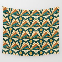 Art Deco (Green, rusty and gold) Wall Tapestry