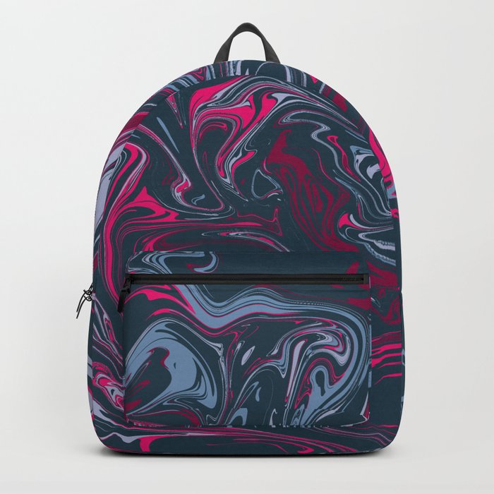 Navy Green Red Pink Neon Marble Abstract Pattern Minimalist Night Sky Green Galaxy  Backpack