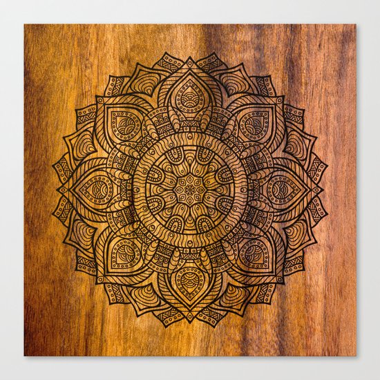 Mandala on wood Canvas Print