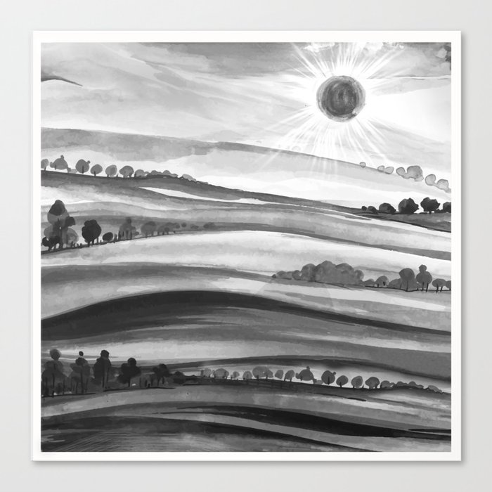 Black and white landscape 3 Canvas Print