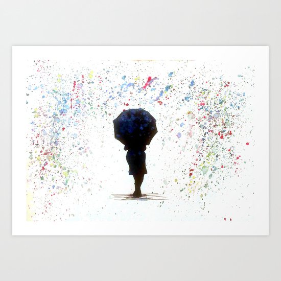 Caught in the Rain Art Print