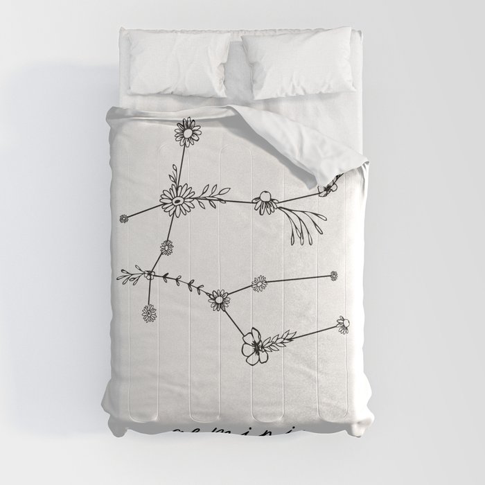 Gemini Floral Zodiac Constellation Comforter