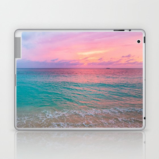 Aerial Photography Beautiful: Turquoise Sunset Relaxing, Peaceful, Coastal Seashore Laptop & iPad Skin