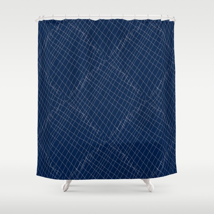 Japanese shibori dark blue indigo sapphire white Shower Curtain