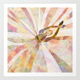 Sleeping Ballerina Floral - Gold Summer Palette Art Print